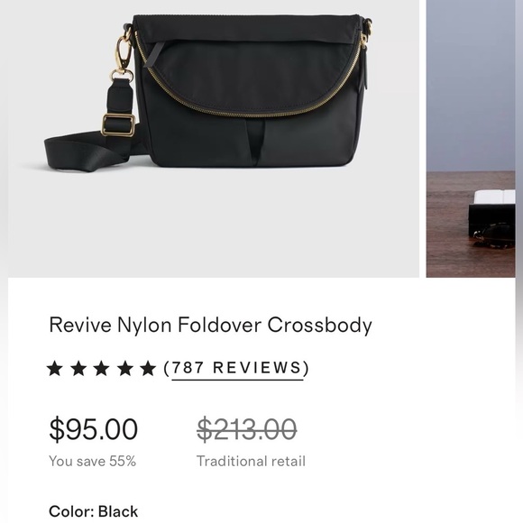 NWT Quince Revive Nylon Foldover Crossbody in Black - Picture 7 of 9